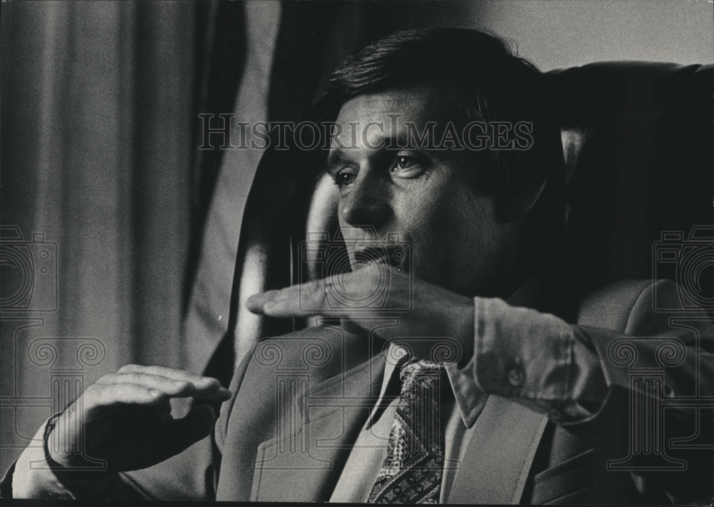 1977, Governor Martin Schreiber Speaks At Interview In Madison Office - Historic Images