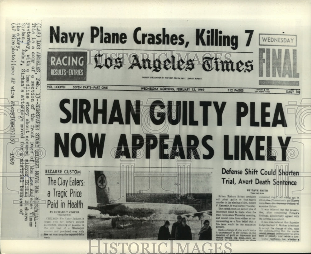 1969 Press Photo Los Angeles Times Section About Accused Slayer Sirhan - Historic Images