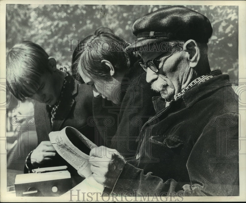 1973, An Elderly Russian Reads His Paper, Pravda, In The Park - Historic Images