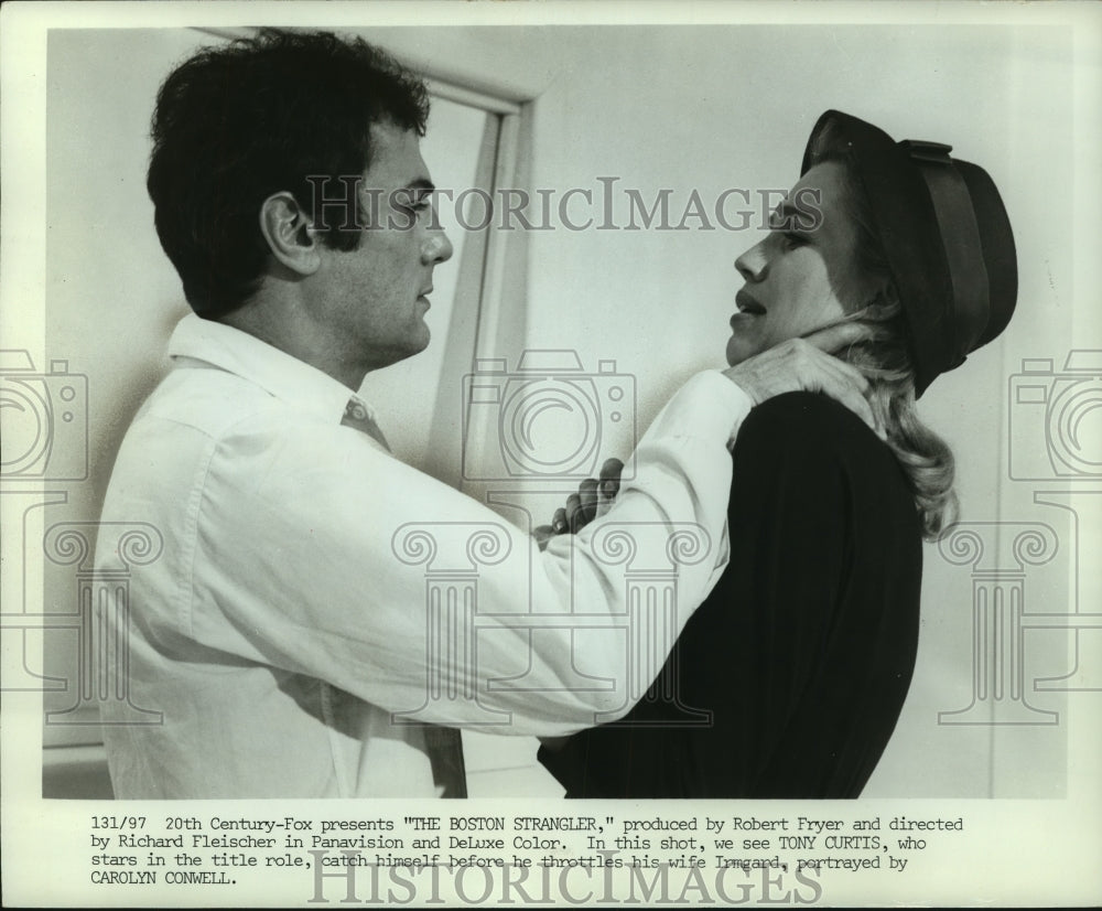 1968 Press Photo Tony Curtis and Carolyn Conwell in &quot;The Boston Strangler&quot;-Historic Images