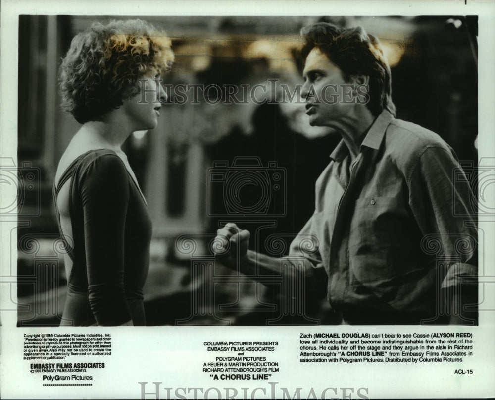 1985 Press Photo Michael Douglas & Alyson Reed in "A Chorus Line" - mjc21889 - Historic Images