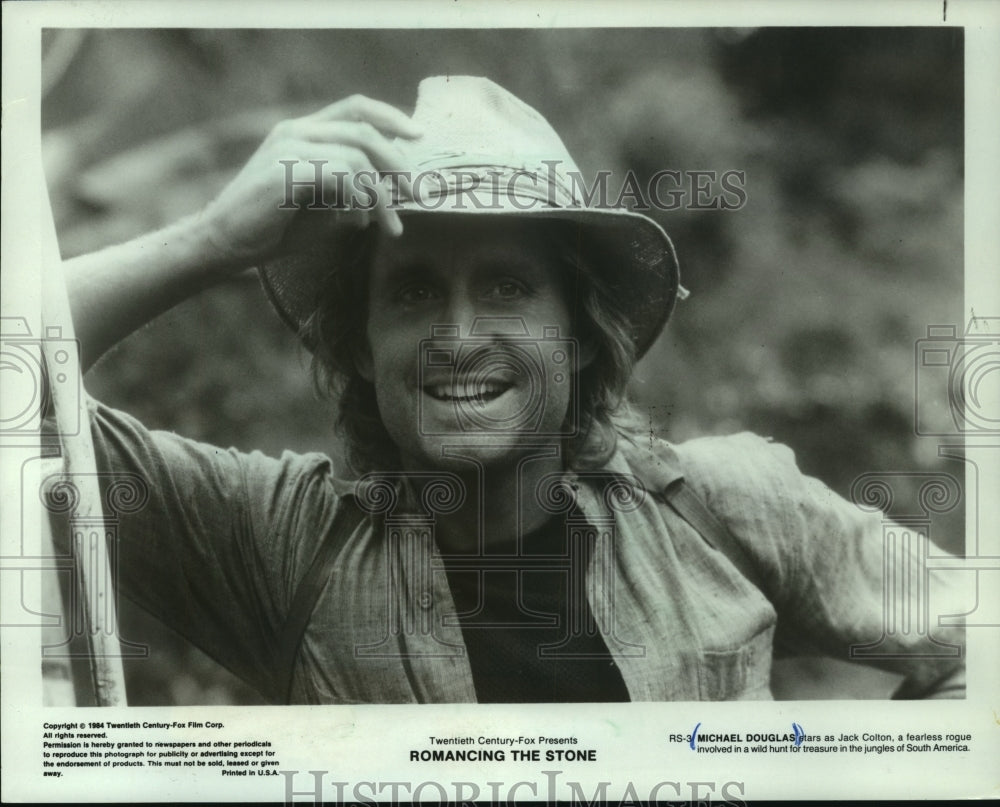 1984 Press Photo Michael Douglas stars as Jack Colton in "Romancing The Stone" - Historic Images