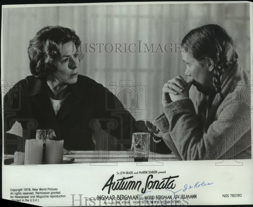 1980 Press Photo Ingrid Bergman and Uv Ullmann in Ingmar Bergman&#39;s Autumn Sonata - Historic Images