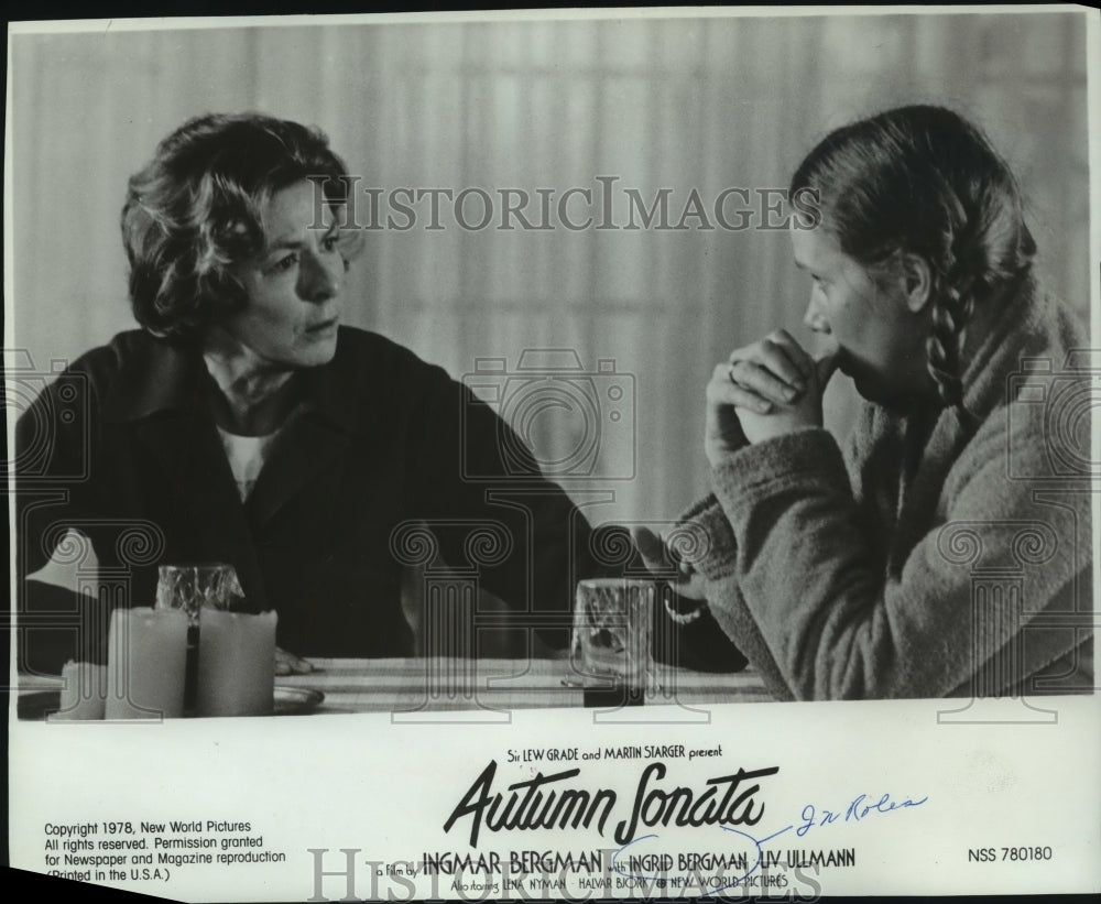 1980 Press Photo Ingrid Bergman and Uv Ullmann in Ingmar Bergman's Autumn Sonata - Historic Images