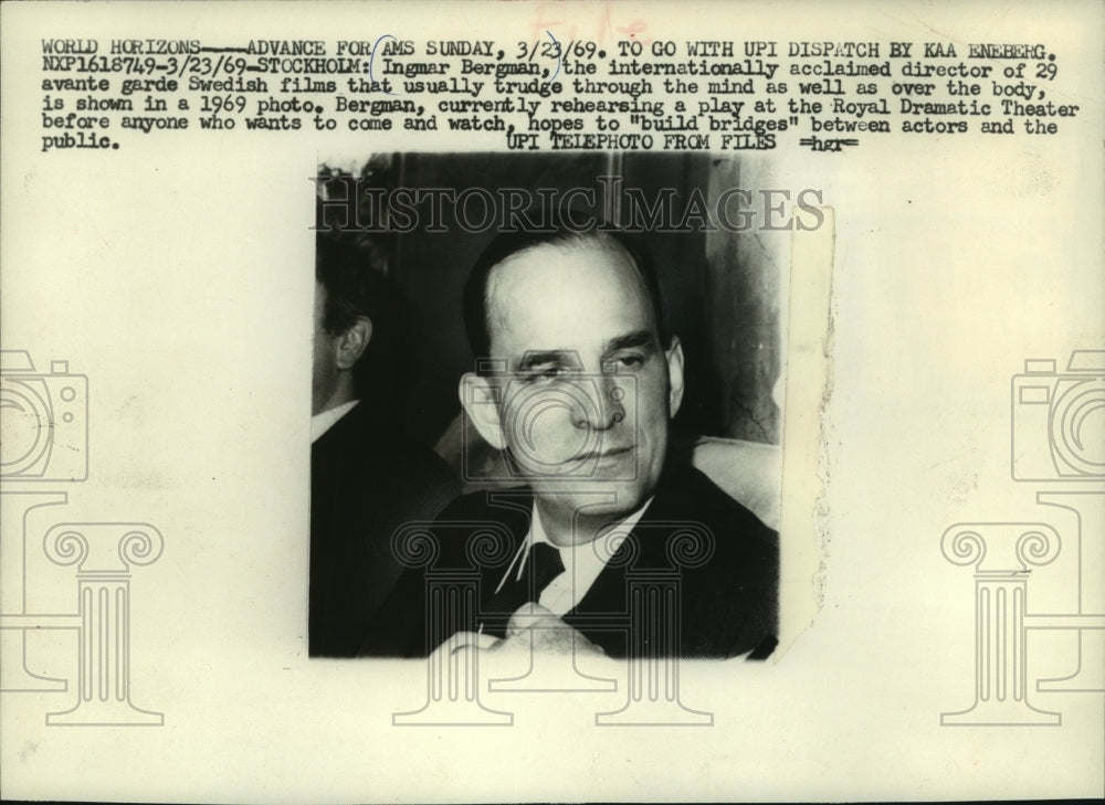 1969 Press Photo Ingmar Bergman, director of Swedish films - mjc22030 - Historic Images