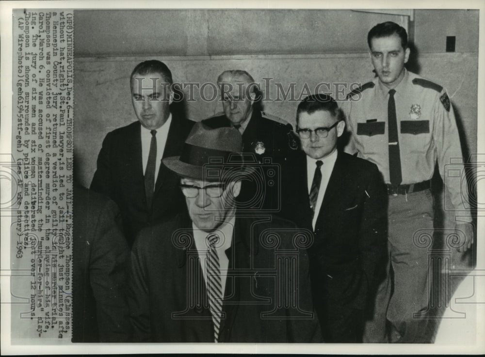 1963, Eugene Thompson, who murdered wife, is led to jail Minneapolis - Historic Images