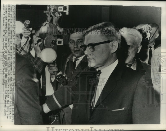 1963 Murderer T. Eugene Thompson leaves court with crowd, Minnesota - Historic Images