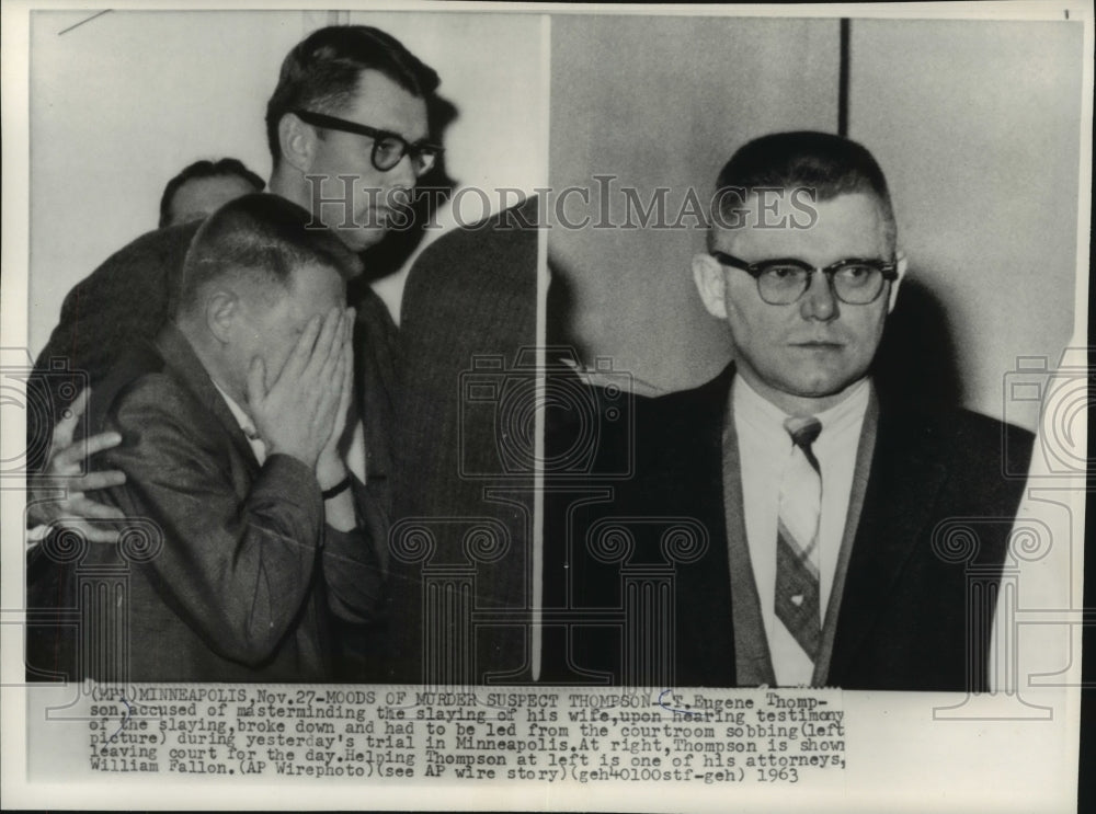 1963 Press Photo T. Eugene Thompson breaks down in courtroom,Minneapolis - Historic Images
