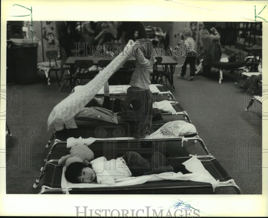 1985, Tots ready for nap at University of Wisconsin-La Crosse center - Historic Images