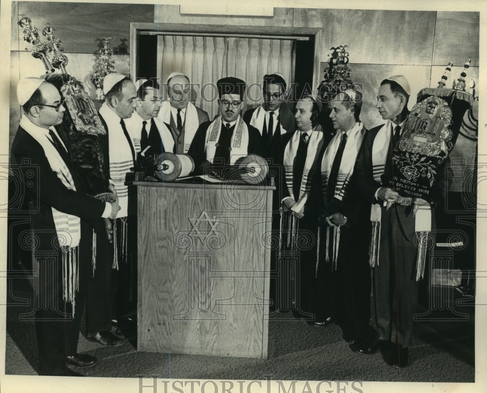 1967, Men who will have overdue Bar mitzvah at Temple Menorah - Historic Images