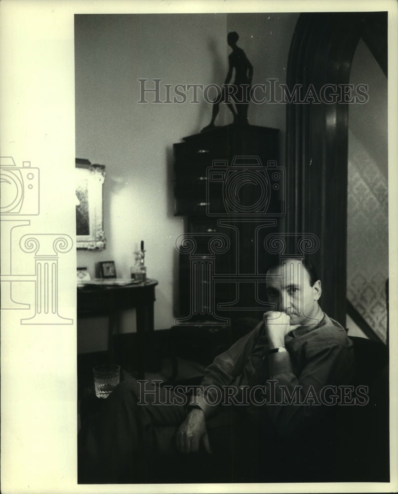 1969 Press Photo Neil Simon sitting at home with drink. - mjc22294 - Historic Images