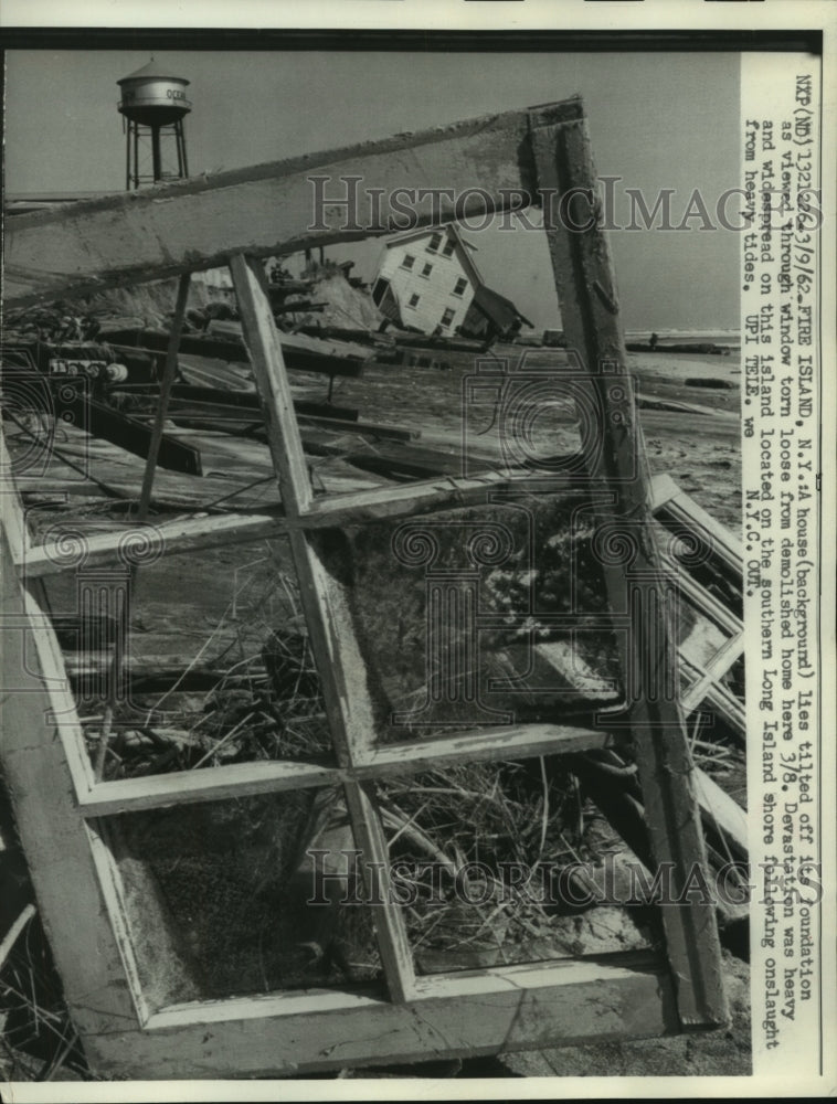 1962 Press Photo Fire Island, NY home destroyed by heavy tides - mjc22305 - Historic Images