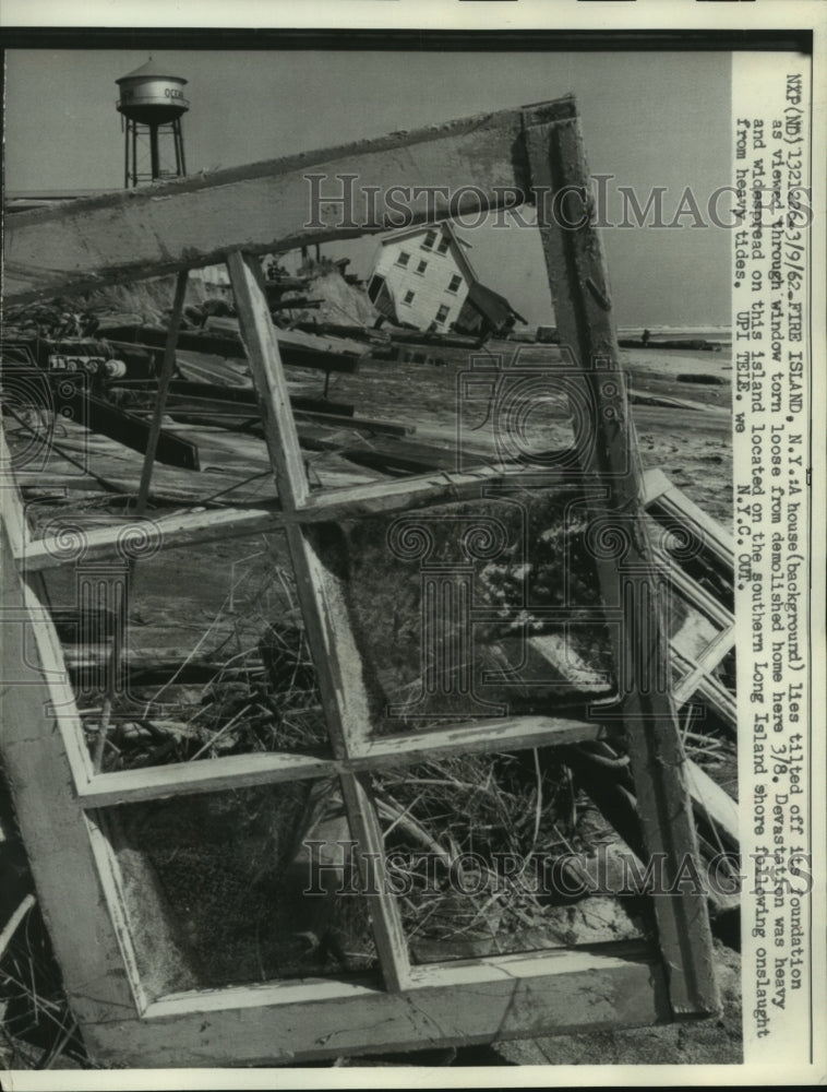 1962 Press Photo Fire Island, NY home destroyed by heavy tides - mjc22305 - Historic Images