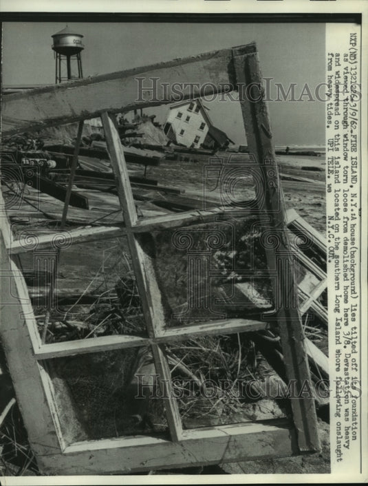 1962 Press Photo Fire Island, NY home destroyed by heavy tides - mjc22305 - Historic Images