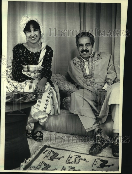 1988 Libya's UN envoy Ali Treiki & his wife Aisha at home, New York - Historic Images
