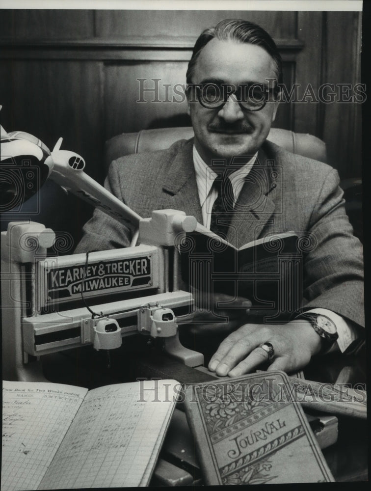 1959, Flier And Toolmaker Frank Trecker Sits With Books At His Desk - Historic Images