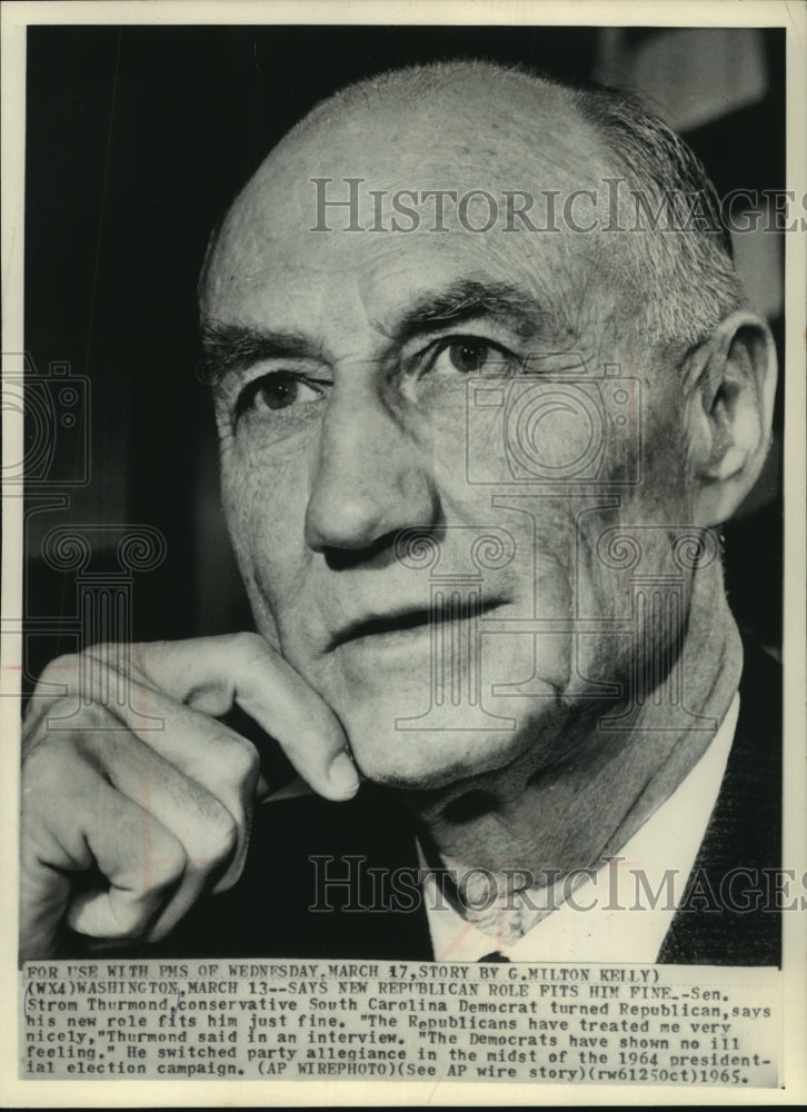 1965, Senator Strom Thurmond Speaks On New Role In Washington - Historic Images