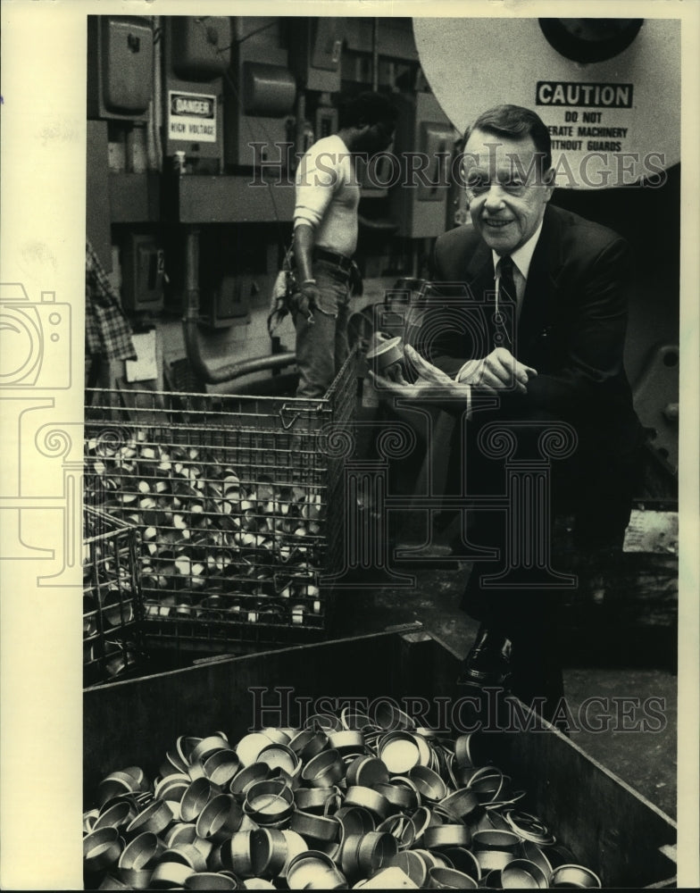 1987 Robert Statz of Capitol Stampings Corp. Holds One Stamped Part - Historic Images