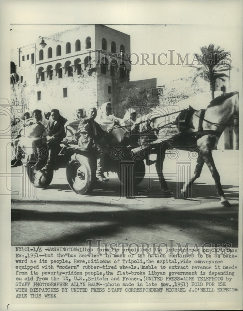 1951, Citizens in Tripoli, Libya take the bus for transportation - Historic Images
