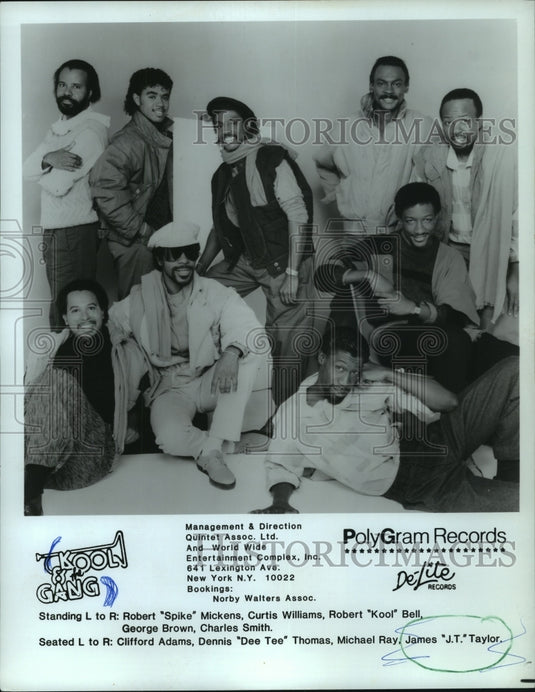 1985 Press Photo Kool & the Gang music group of Polygram records. - mjc22711 - Historic Images