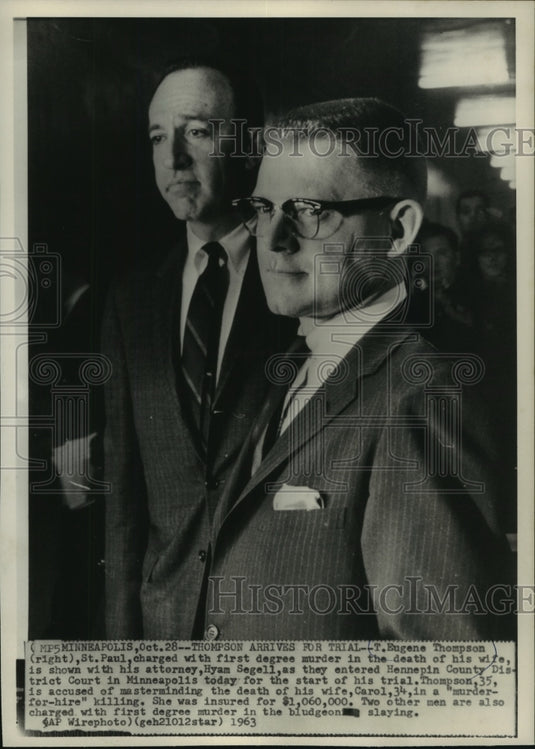 1963, T. Eugene Thompson & his attorney in court, Minnesota - Historic Images