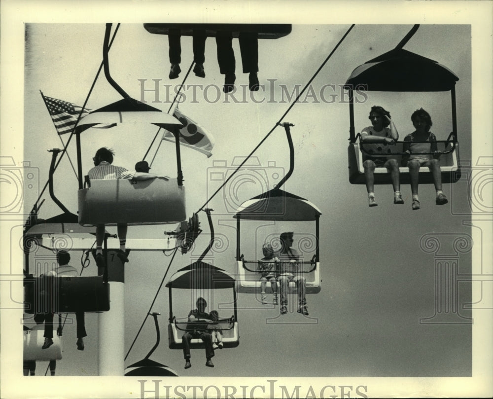 1983 Many visitors to Summerfest rode the Sky Glider - Historic Images