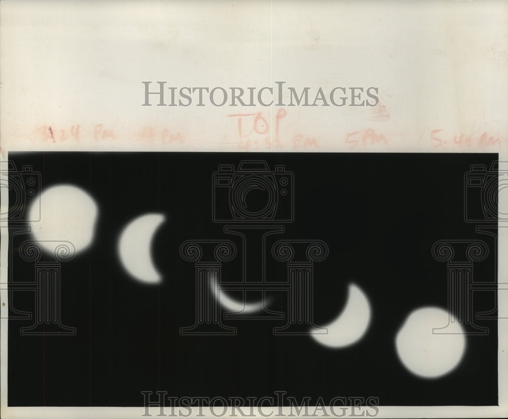 Press Photo Various Stages Of Solar Eclipse Over Milwaukee Area - mjc22949 - Historic Images