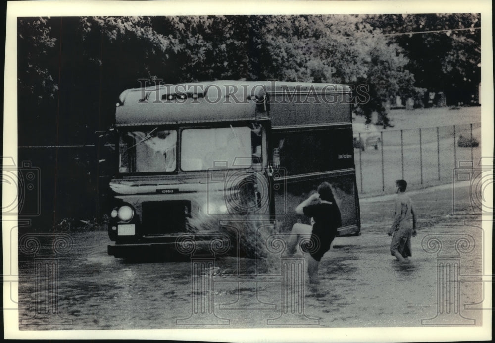 1992, Street Flooded by Storms in Milwaukee, Wisconsin - mjc23035 - Historic Images