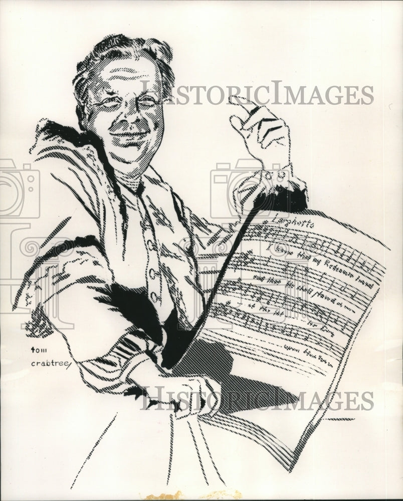 1963 Press Photo Drawing of Walter Slezak in &quot;A Cry of Angels&quot; production - Historic Images