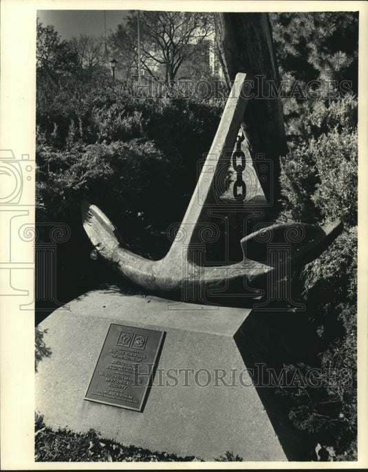 1987, Anchor of the Rouse Simmons at the Milwaukee Yacht Club - Historic Images
