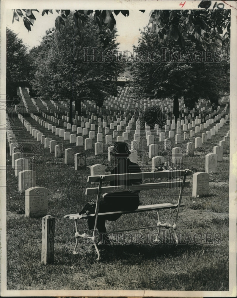 1948, Unknown Woman at Arlington National Cemetery on Memorial Day - Historic Images