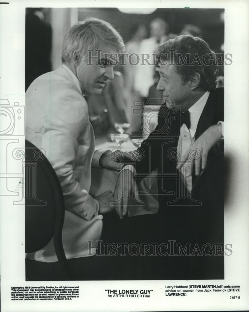 1983 Press Photo Steve Martin and Steve Lawrence in &quot;The Lonely Guy&quot; - Historic Images