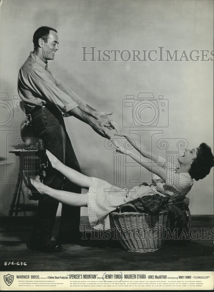 1963 Press Photo &quot;Spencer&#39;s Mountain&quot; starring Henry Fonda &amp; Maureen O&#39;Hara - Historic Images