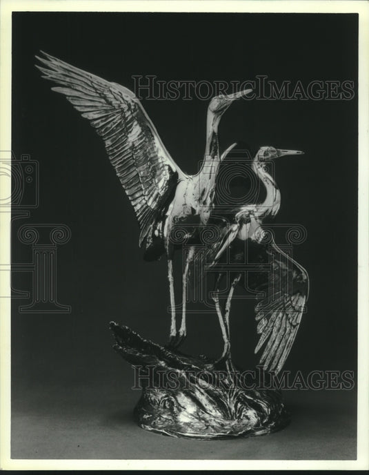 1987 Kent Ullberg's sculpture, "Whooping Cranes," at Wausau's museum - Historic Images