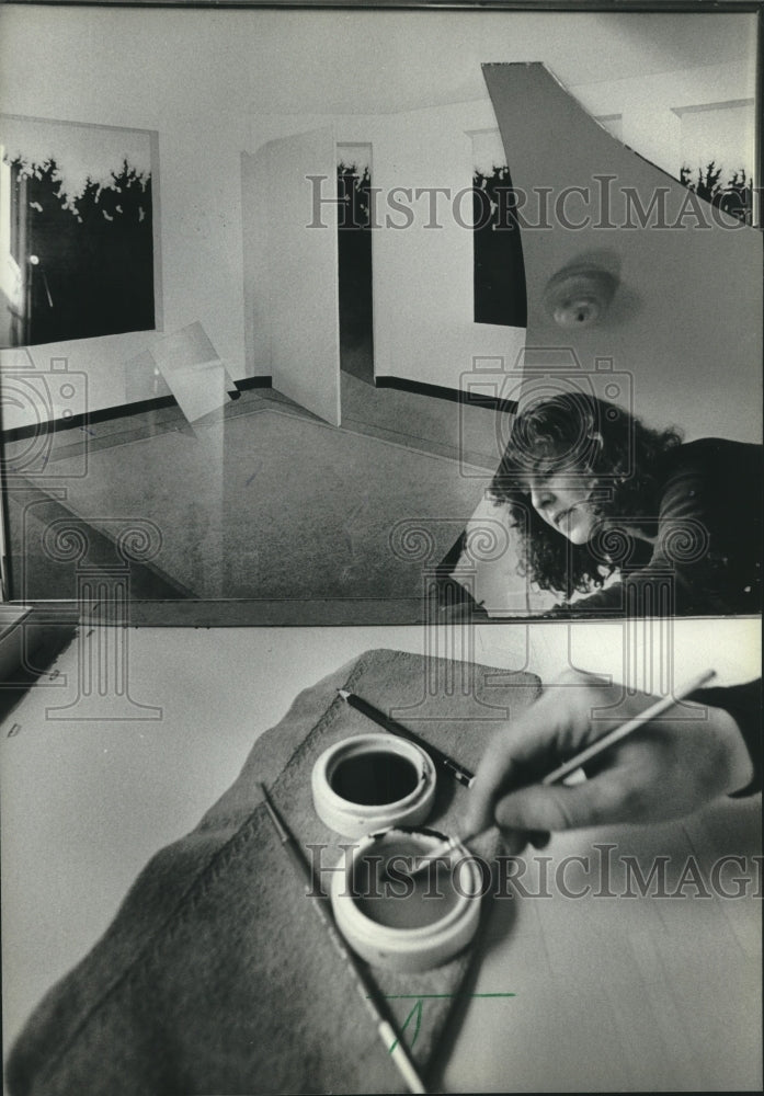 1983 Susan Miles at work in her studio, University of Wisconsin - Historic Images