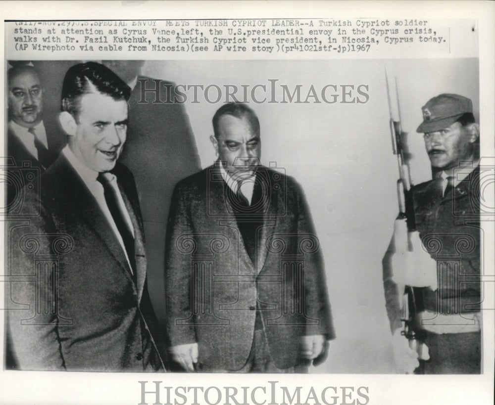 1967 Cyrus Vance & Fazil Kutchuk, Turkish vice president, in Cyprus - Historic Images