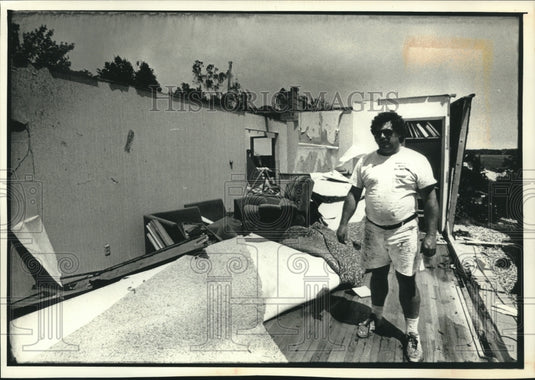 1992, Brad Behnke's home near Fitchburg, Wisconsin after a tornado - Historic Images