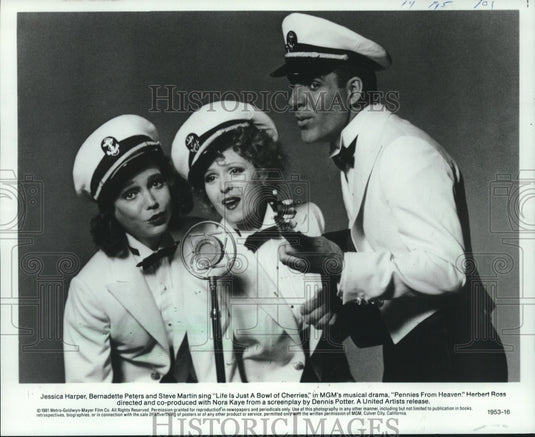 1981 Press Photo Jessica Harper, Bernadette Peters and Steven Martin - mjc23892 - Historic Images