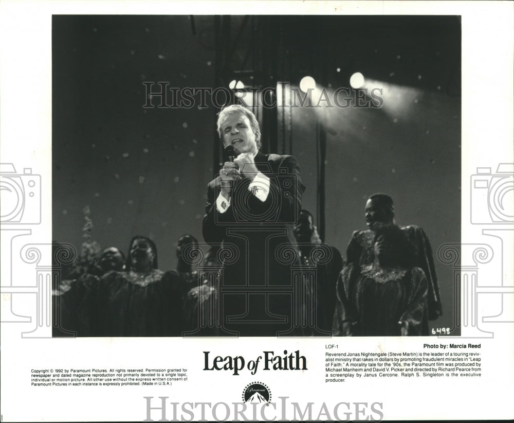1992 Steve Martin as Reverend Jonas Nightengale in &quot;Leap of Faith&quot; - Historic Images