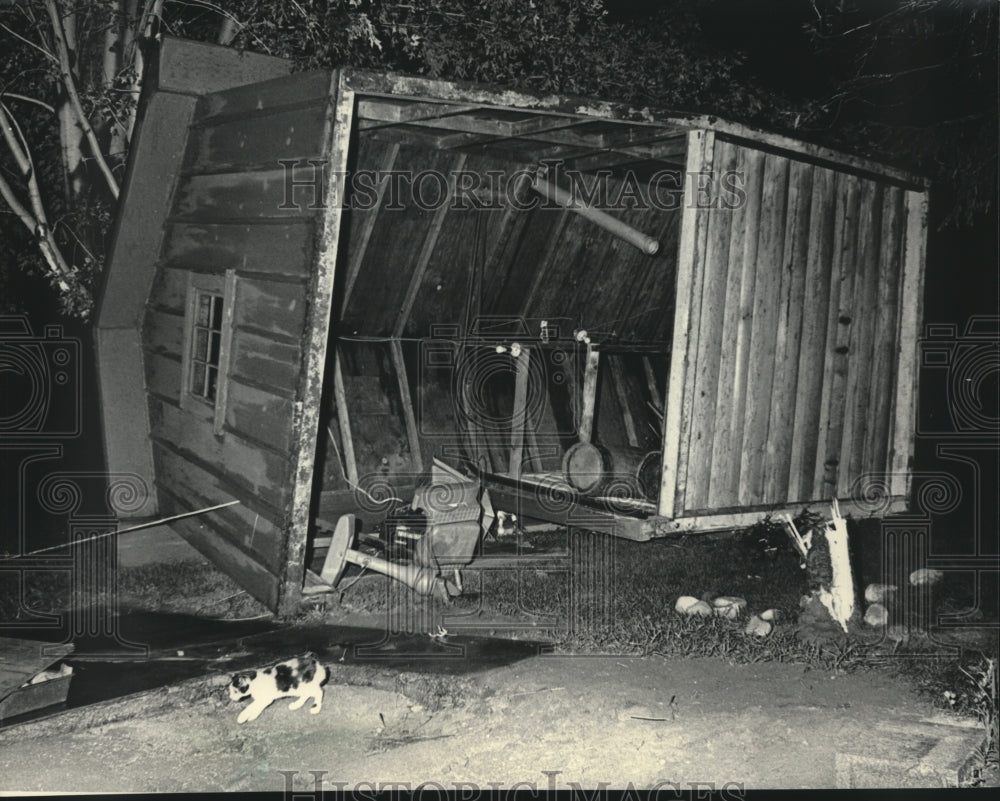1985, Playhouse Destroyed by Strong Storm Winds in Lisbon, Wisconsin - Historic Images