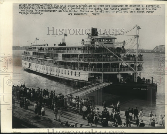 1965 Press Photo Tourist Filled 'Delta Queen' Ship In Louisville, Kentucky - Historic Images