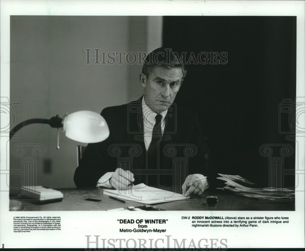 1987 Press Photo Actor Roddy McDowell Acts In MGM Production &#39;Dead Of Winter&#39; - Historic Images