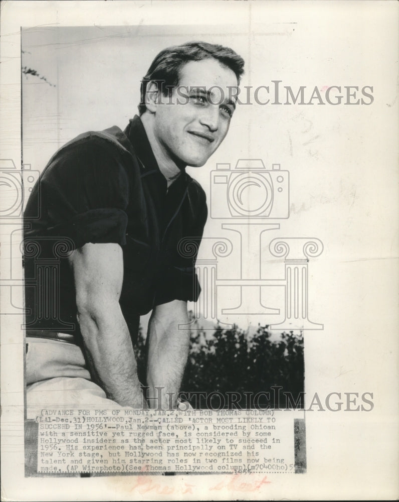 1955 Press Photo Paul Newman called &quot;Actor Most Likely To Succeed in 1956&quot;- Historic Images