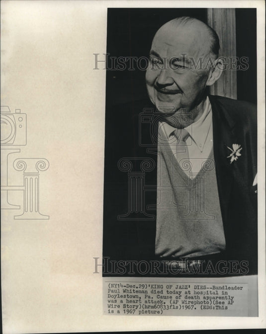 1967 Press Photo King of Jazz, Bandleader Paul Whitman, Pennsylvania - mjc24504 - Historic Images