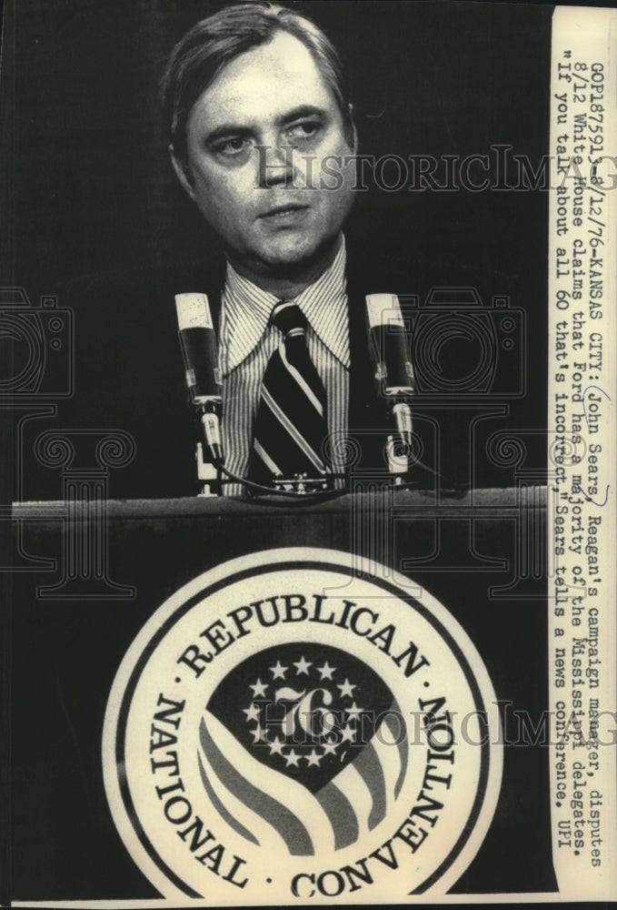 1976 John Sears Disputes White House Claims At News Conference - Historic Images