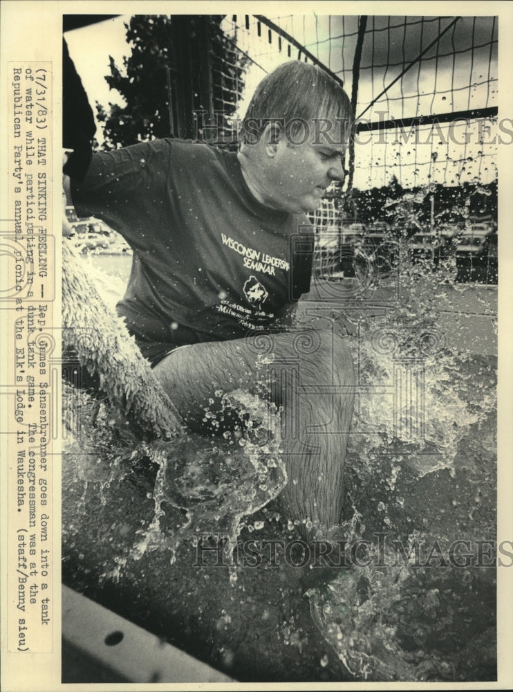 1983 Rep. F. James Sensenbrenner Jr. got dunked at Waukesha picnic - Historic Images