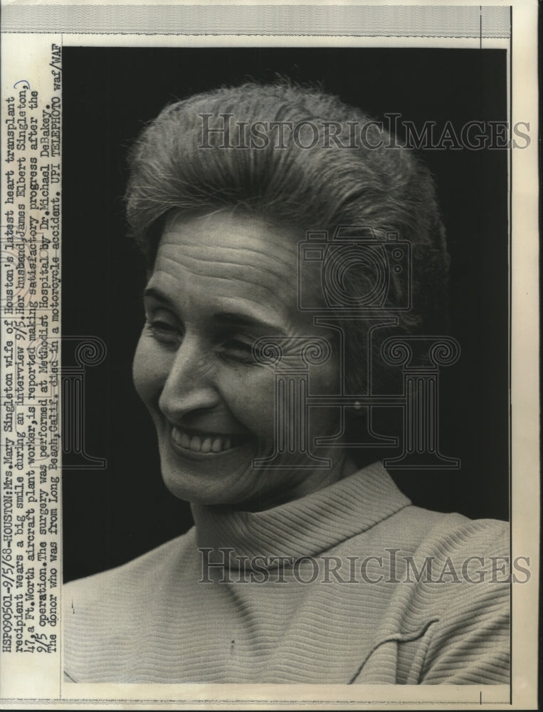 1968, Wife of Heart Transplant Recipient, James Elbert Singleton - Historic Images