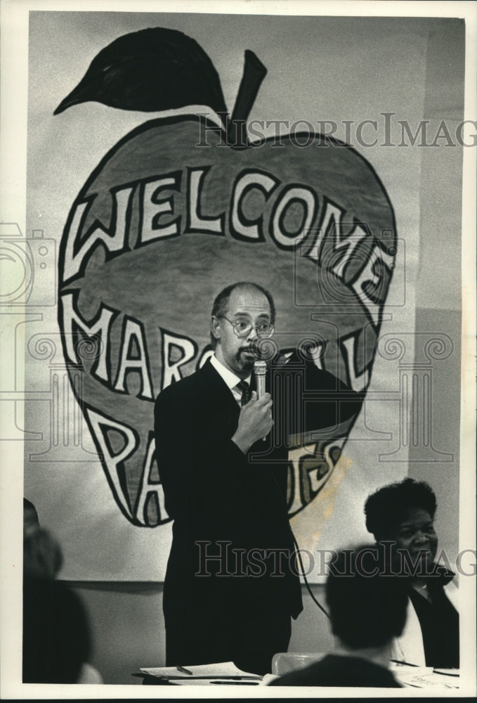 1989, Superintendent Robert Peterkin, Marshall High School, Wisconsin - Historic Images