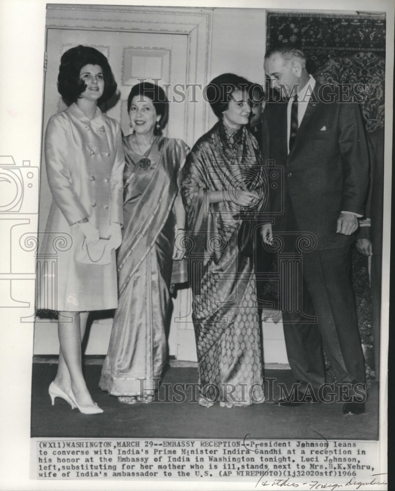 1966, President Johnson at Embassy of India reception in Washington - Historic Images