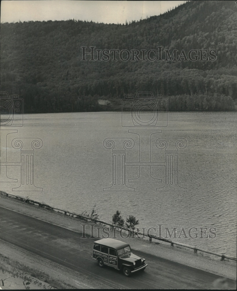 1946, Jeep Traveling Near Western End of the Nipigon River in Canada - Historic Images